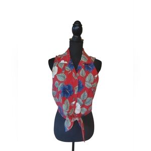 vtg 90s Hawaiian rayon Havana Jack front tie crop top
